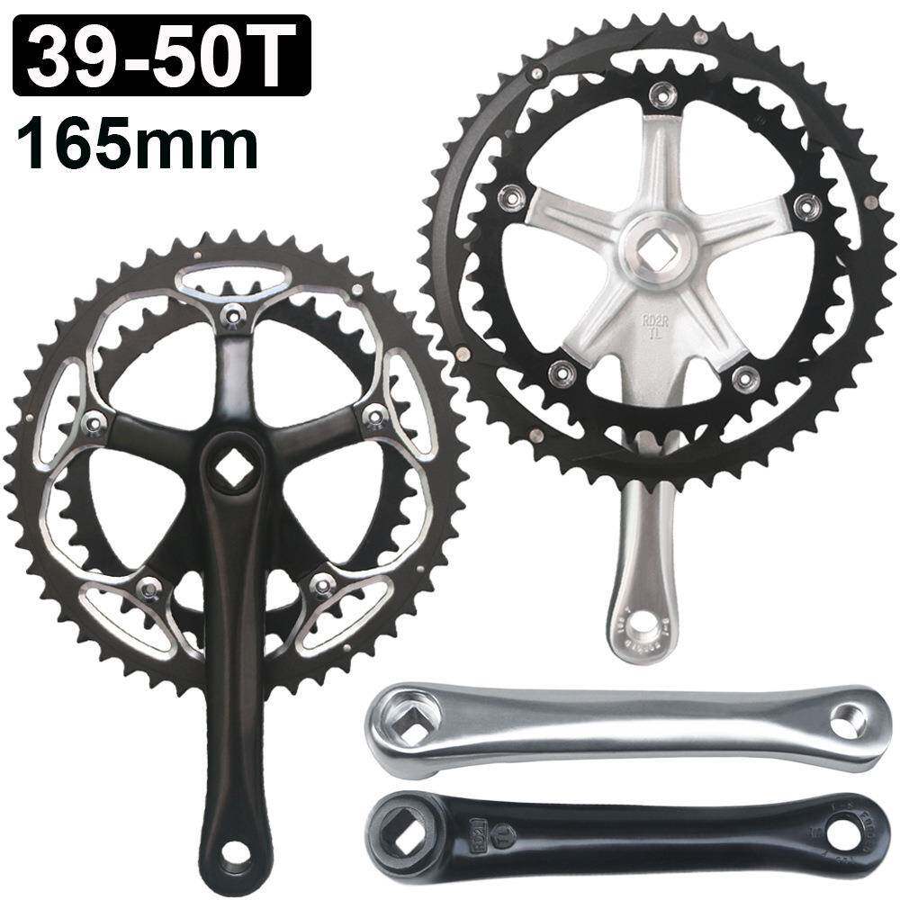 公路车方孔曲柄牙盘折叠车自行车铝盘钢盘39t50T改装单双盘165mm