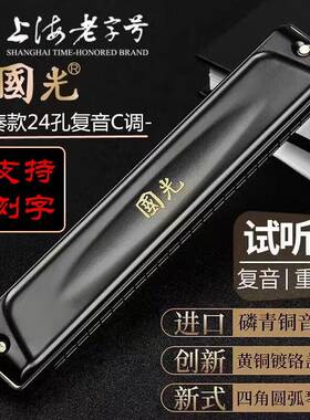 国光24孔复音口琴A/B/C/D/E/F/G调7调套装口琴重音成人专业演奏级