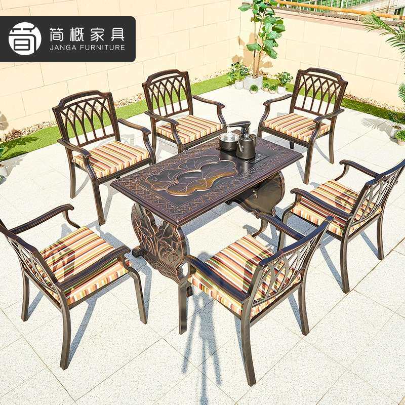 休闲庭院铸铝桌椅别墅花园防水防晒家具茶台椅子组合酒店民宿桌椅
