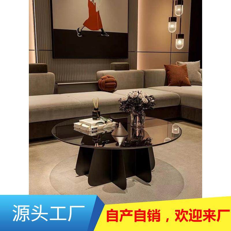 现代家用极简岩板边几钢化玻璃圆形茶几简约小户型茶几桌客厅,3C数码配件,其它配件,淘宝优惠券,粉丝福利购,淘宝优惠卷