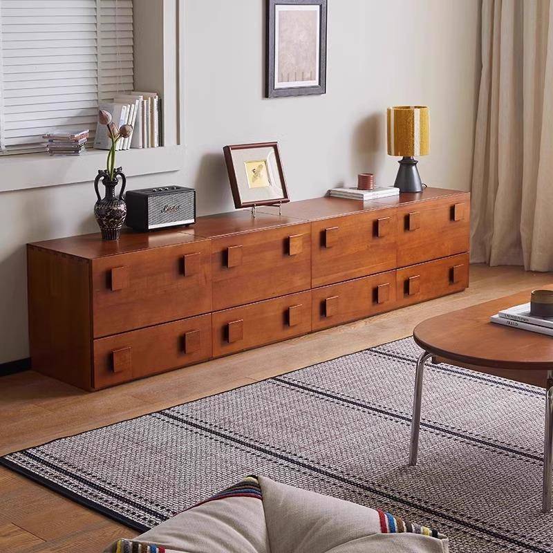 中古风卡门柜客厅家用复古风电视柜高端黄杨木实木落地组合储物柜