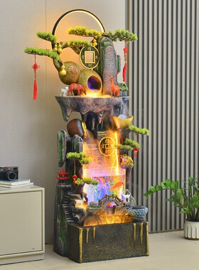 假山流水喷泉造景客厅玄关办公室开业礼品循环水鱼缸摆件新中式