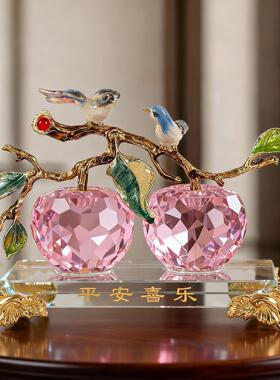 新中式平安喜乐水晶摆件珐琅彩工艺乔迁新居搬家之喜装饰品礼物