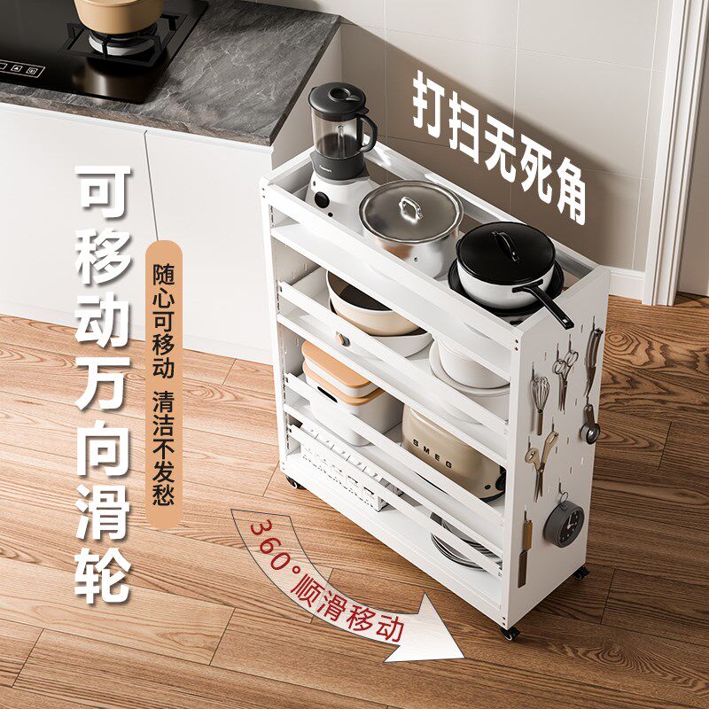 品正无忧金属儿童书架书柜落地置物架推车移动多层厨房零食收纳架