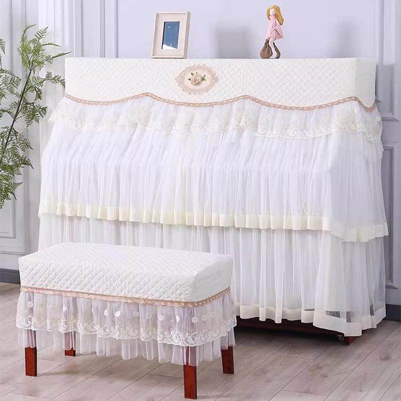 钢琴防尘罩轻奢现代防尘盖布高端大气电钢琴凳套罩家用蕾丝琴套布