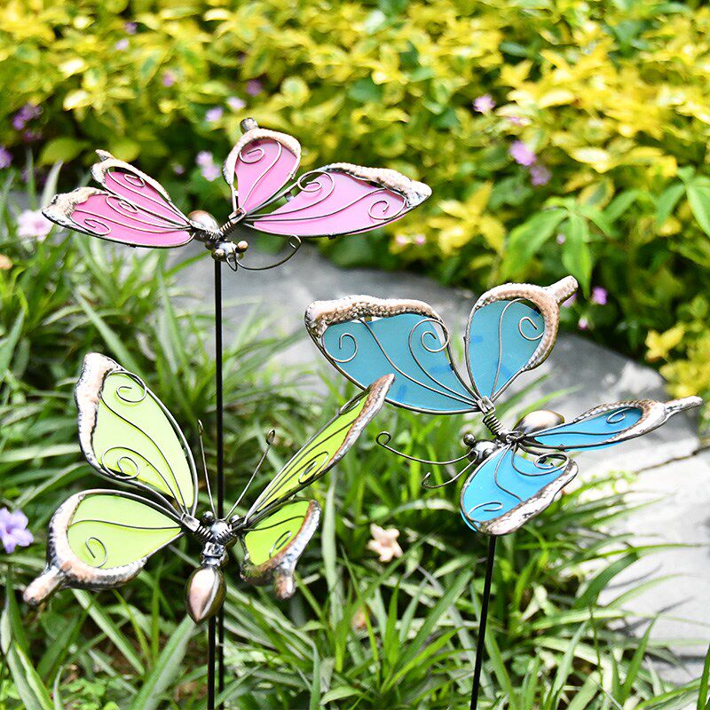 户外花园别墅造景仿真动物铁艺蝴蝶壁挂插件装饰墙饰庭院创意布置