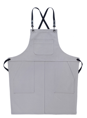 Virgo 黑蓝卡其米白浅灰色帆布z围裙花艺师咖啡师奶茶饮店定制log