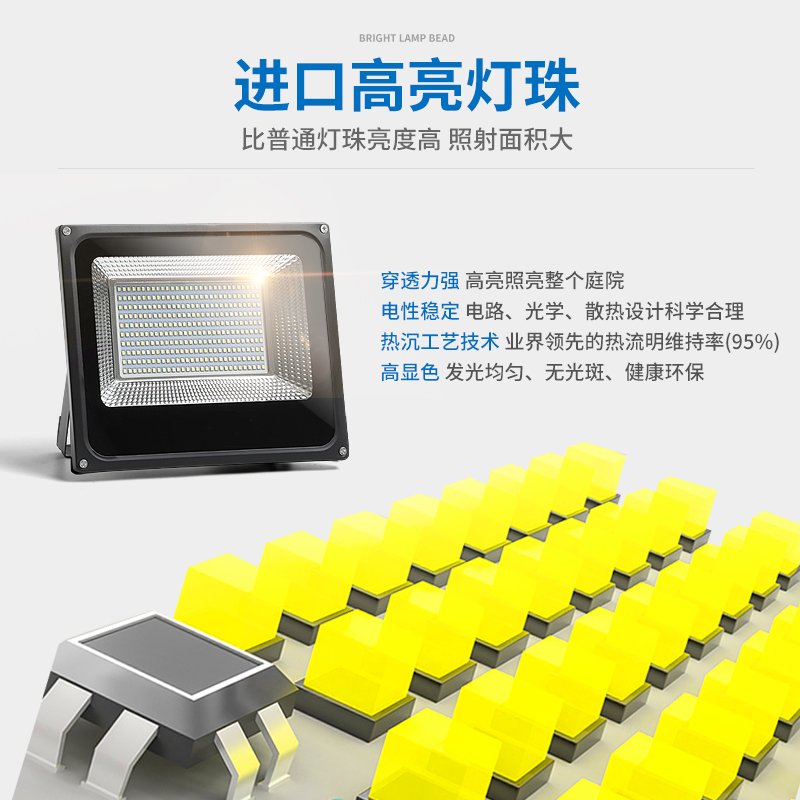 led投光灯户外50w防水工厂车间探照投射灯100w200w照明超亮广告灯