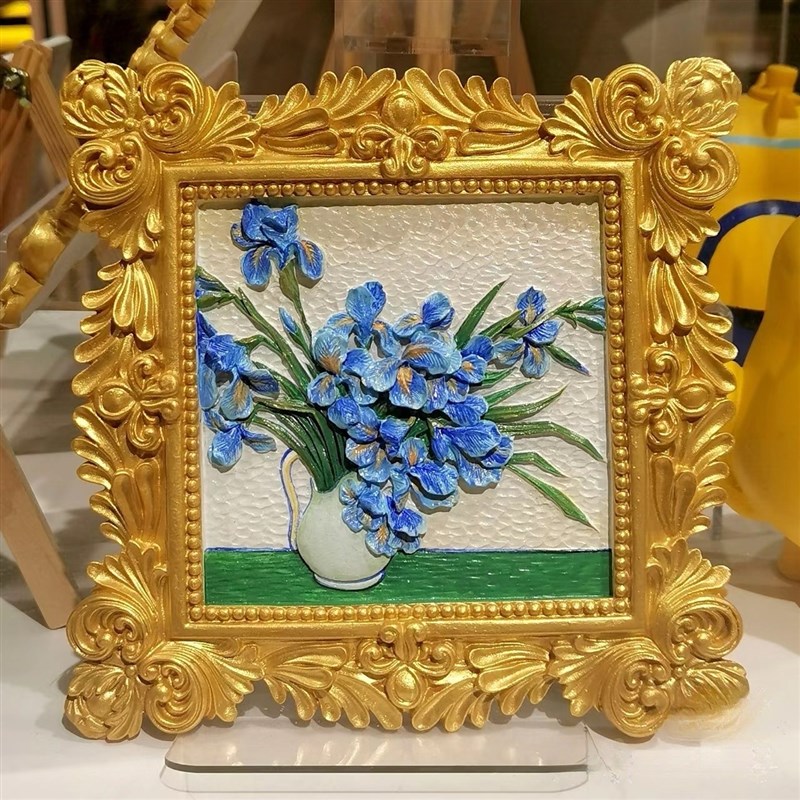 立体浮雕手绘套装手工涂色世界名画立体浮雕画向日葵办公摆件