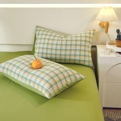 A类纯棉水洗棉枕套一对装100全棉48cmx74cm双人整头套乳胶枕头套