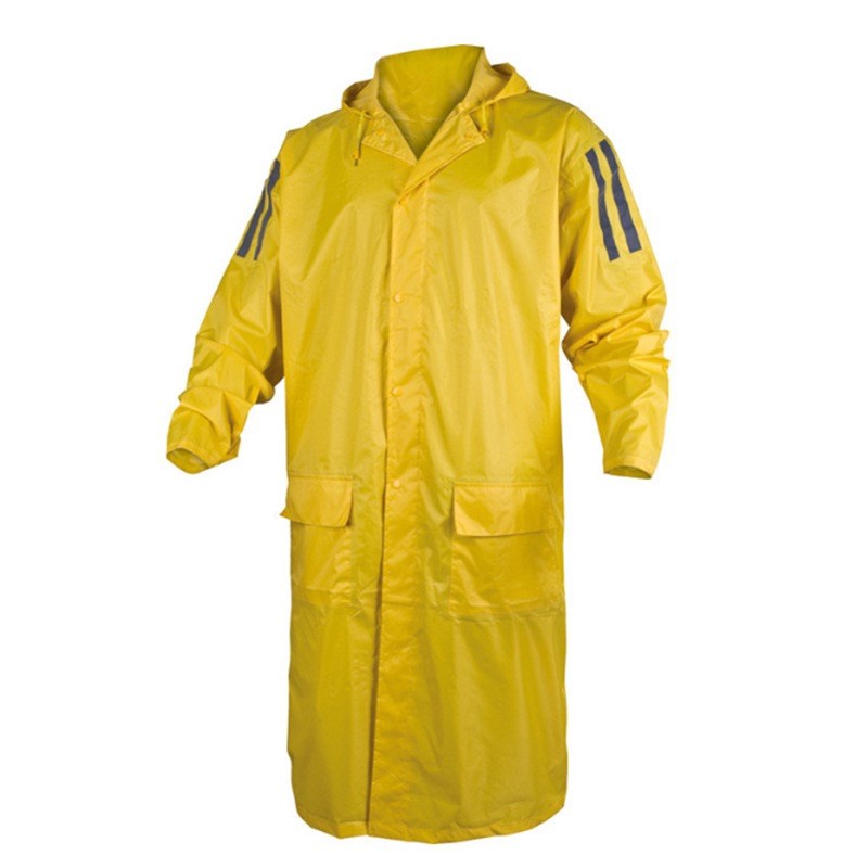 代尔塔407005/7加厚长款连体式荧光反光雨衣透气弹性袖口防水雨服