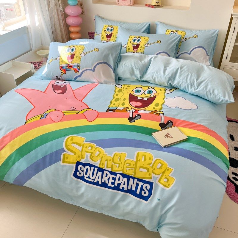 卡通床上四件套纯棉全棉男孩床单被套儿童床品三件套女童