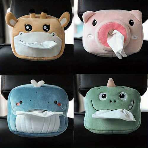 U 82968 Cartoon plush car tissue box 卡通毛绒车载纸巾盒