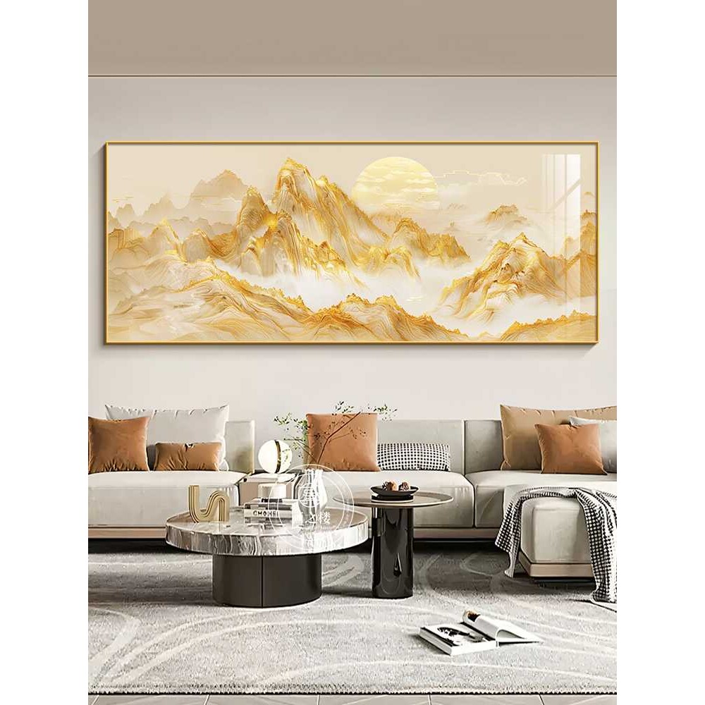 ?日照金山沙发背景墙装饰画现代简约靠山图新款客厅壁画办公室挂