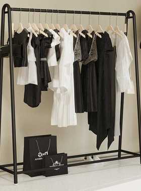 服装店展示架落地家用黑色陈列架网红女装店货架子卧室专用挂衣架