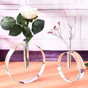 简约创意透明k9水晶花瓶家居摆件水晶花束装饰礼品