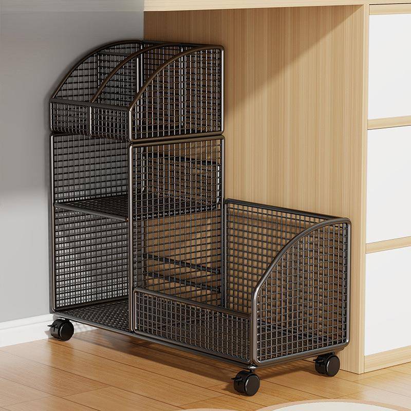 收纳推车书本桌下落地桌旁边书置物架可移动办公桌书柜带轮小书架