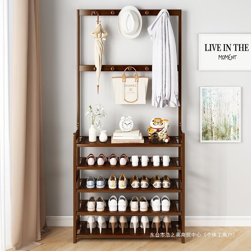 鞋架子家用简易门口挂衣架一体宿舍衣帽架多功能大容量置物架鞋柜