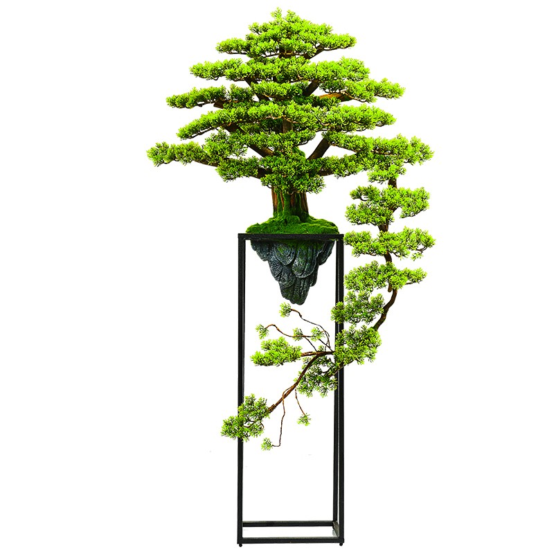 仿真迎客松植物盆景假花架落地摆件绿植盆栽酒店玄关装饰开业礼品