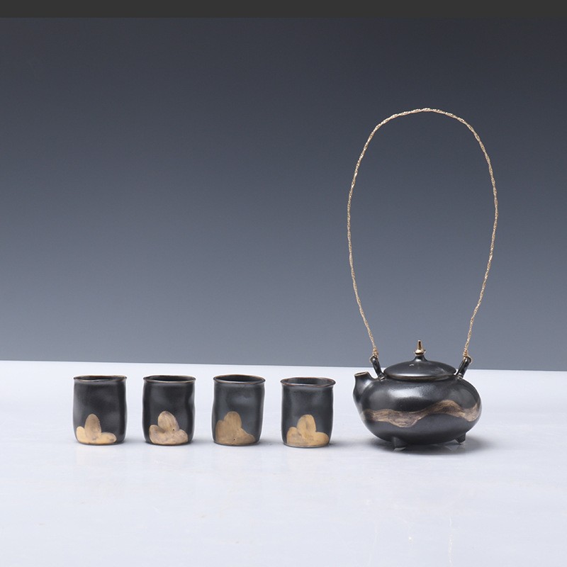 轻奢新中式陶瓷茶具套装茶壶茶杯茶盘组合摆件茶几茶室样板间软装