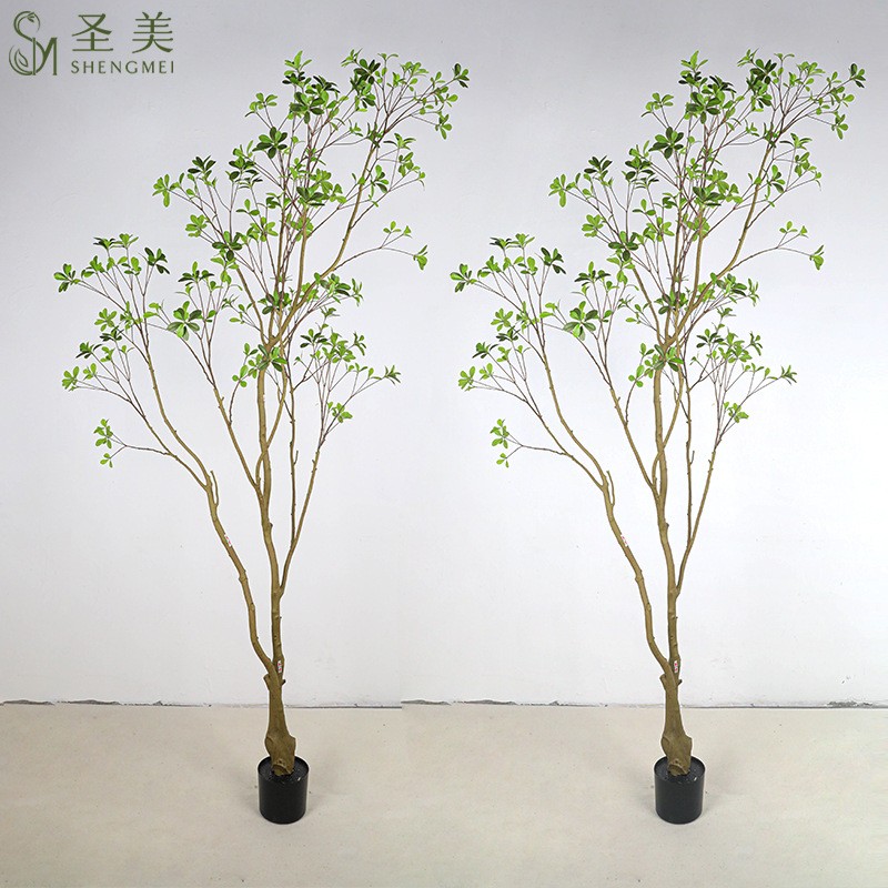 仿真绿植栀子树南天竹海岛春花树满堂红树盆栽摆件酒店花艺插枝