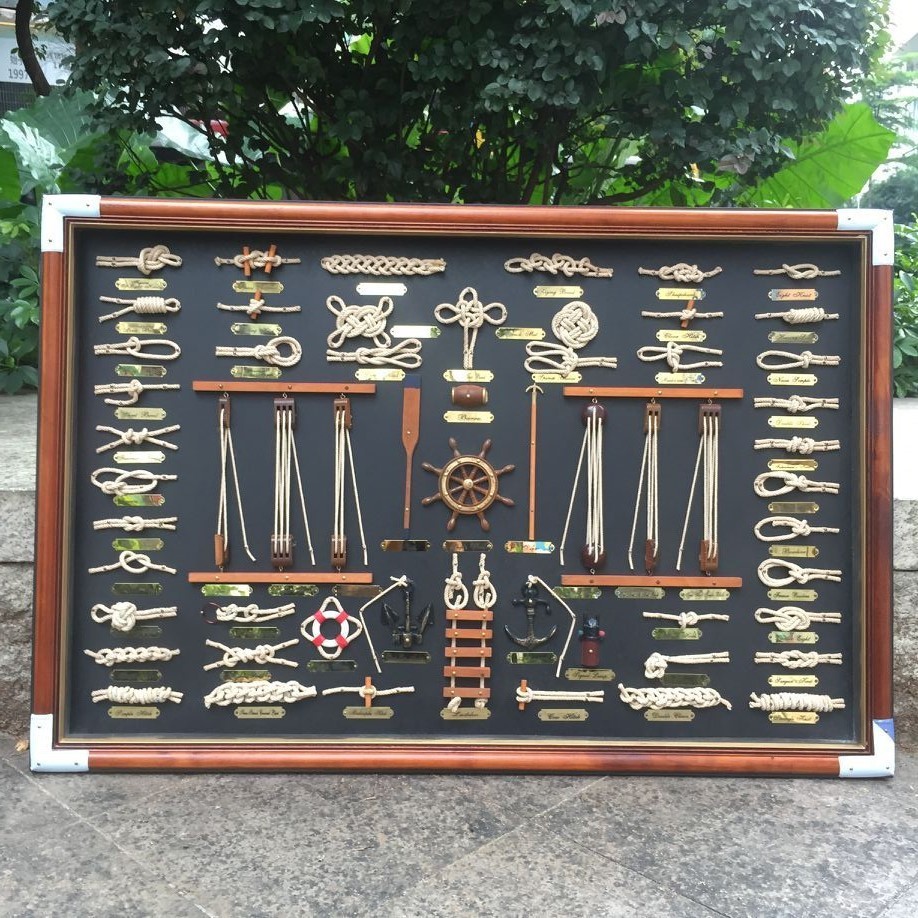 木质工艺地中海挂墙式海洋相框水手绳结海洋挂画帆船壁画厂家直销