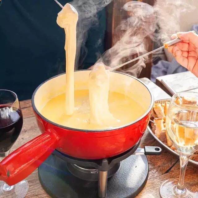 铸铁奶酪锅铸铁芝士锅酒精锅出口瑞士芝士火锅珐琅芝士锅fondue