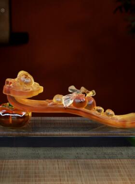 琉璃事事如意中式装饰柿子办公室桌面摆件新房乔迁高档轻奢礼物