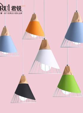 北欧创意餐厅吧台吊灯简约个性艺术吊灯实木铝材这客厅灯LED吊灯