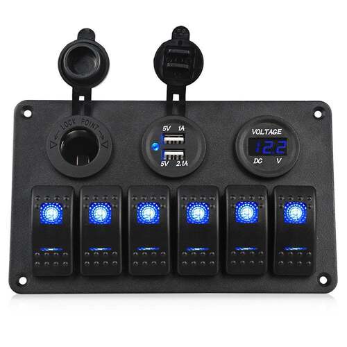新款汽车游艇改装车载通用6组船型控制开关组合电压12-24VUSB