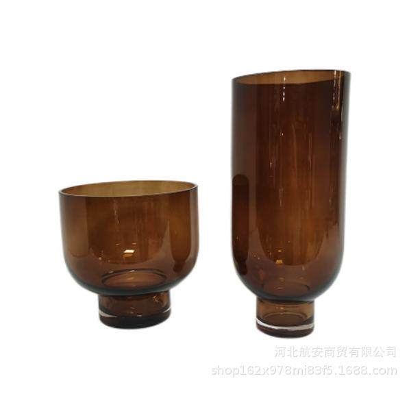 现代简约创意茶色玻璃花瓶花插样板房售楼处桌面茶几软装饰品,纺织面料/辅料/配套,纺织机械配件,淘宝优惠券,粉丝福利购,淘宝优惠卷