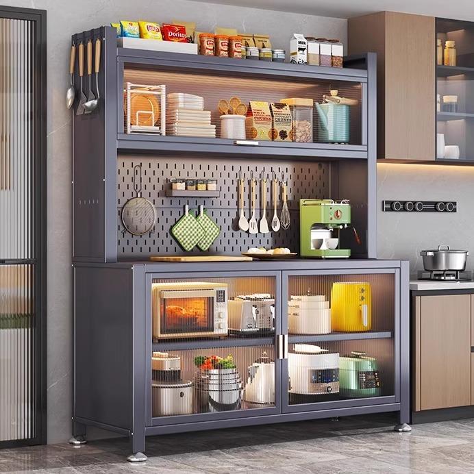 厨房防尘餐边储物柜落地多层多功能微波炉置物架加厚收纳碗柜橱柜