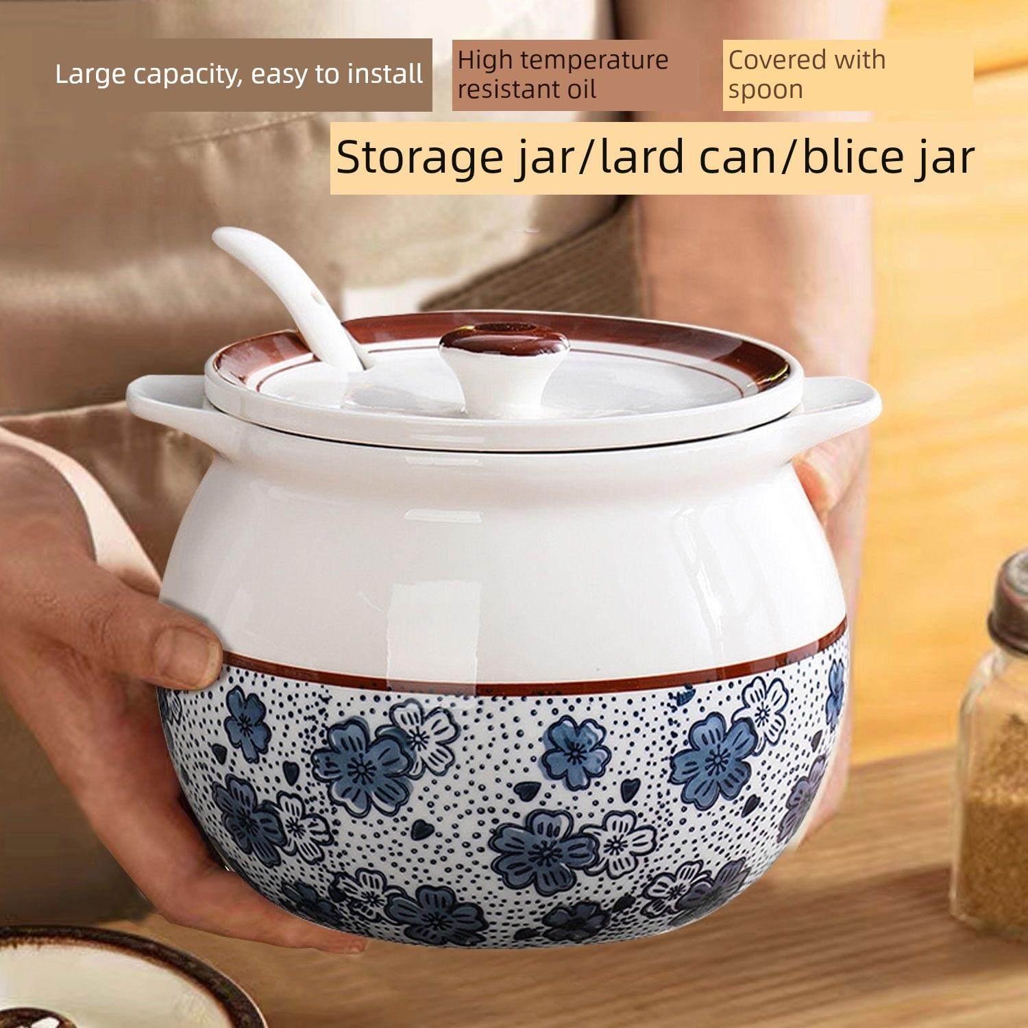 猪油罐1000毫升（1个）免费勺子大容量家用原木盐罐油罐辣椒罐双