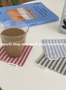 henceforth自制杯垫条纹ins风布艺隔热垫吸水防滑垫装饰摆拍道具