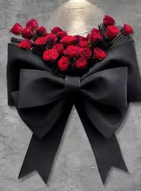 超大蝴蝶结背景墙橱窗玫瑰花束装饰美陈列摆件装饰品拍照打卡布置