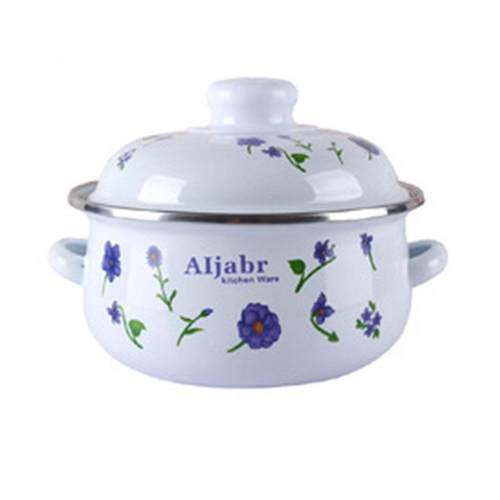 崇德加厚16-20搪瓷带盖三件套双耳锅炖锅汤锅方便面碗火锅电磁炉