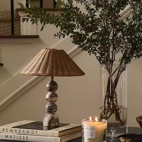 mooli home 法式中古风台灯现代轻奢别墅大理石装饰灯卧室床头灯