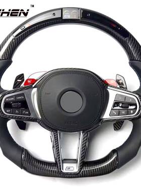 适用宝马G20G22G80G87M2M3M4老改新款CS真碳纤维LED方向盘