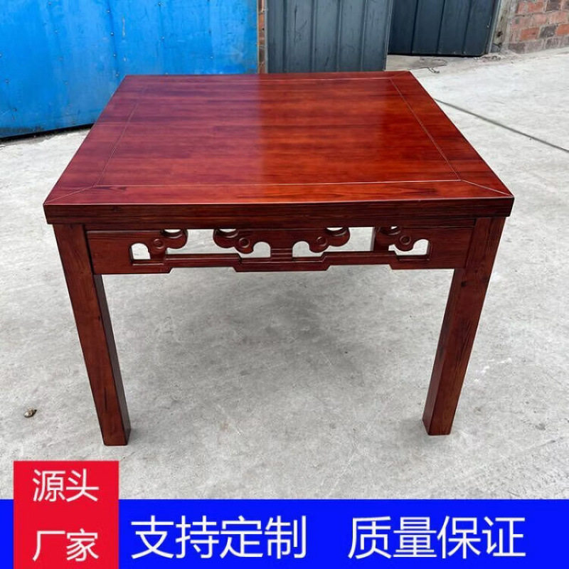 晨巢实木新中式仿古面馆快餐饭店八仙桌餐桌椅正方形四方桌圆桌商