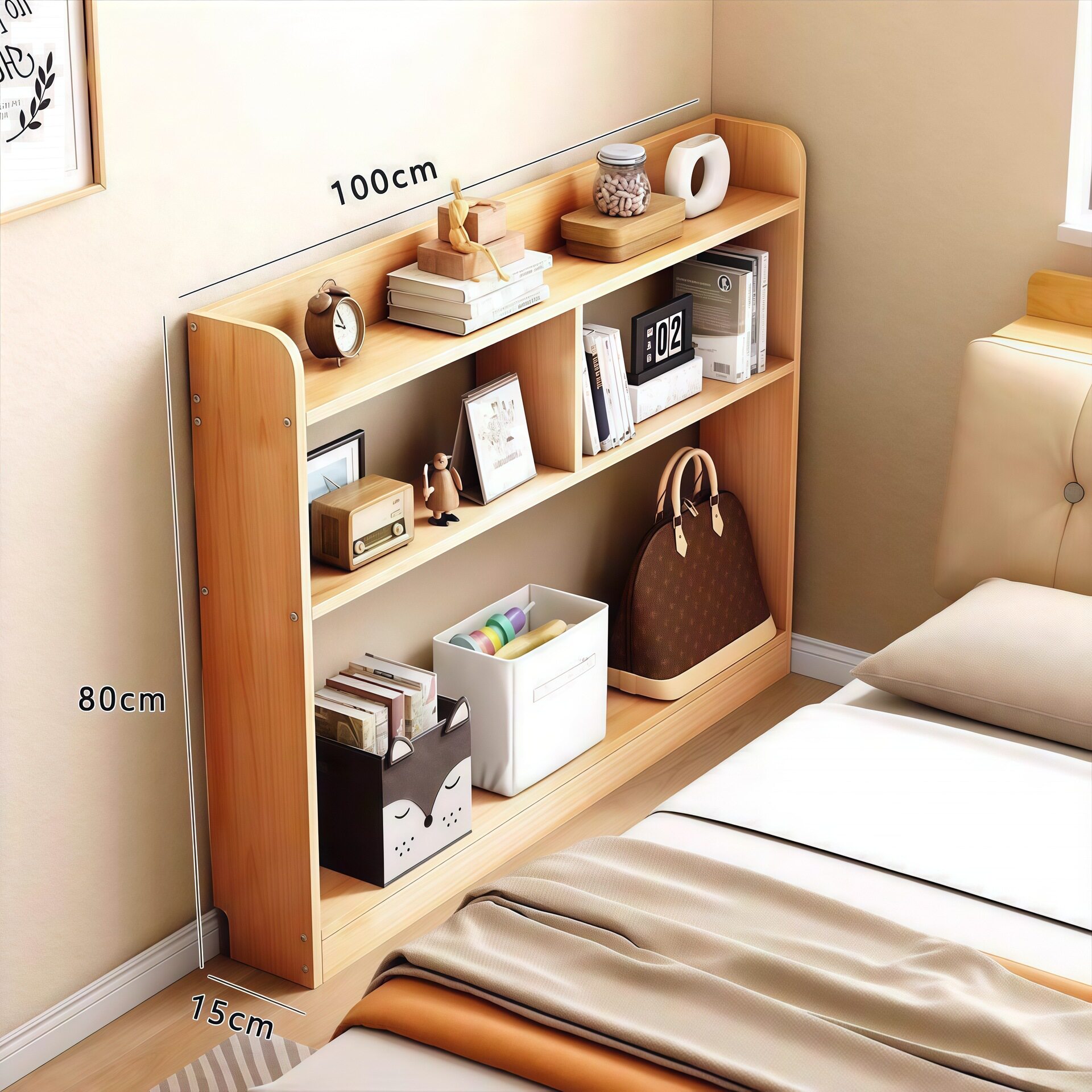 实木书架床边置物架超薄墙边小窄柜卧室床头过道收纳架夹缝矮书柜