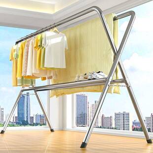 晾衣架落地折叠室内家用阳台室外凉衣杆卧室伸缩镀锌管晒被子神器