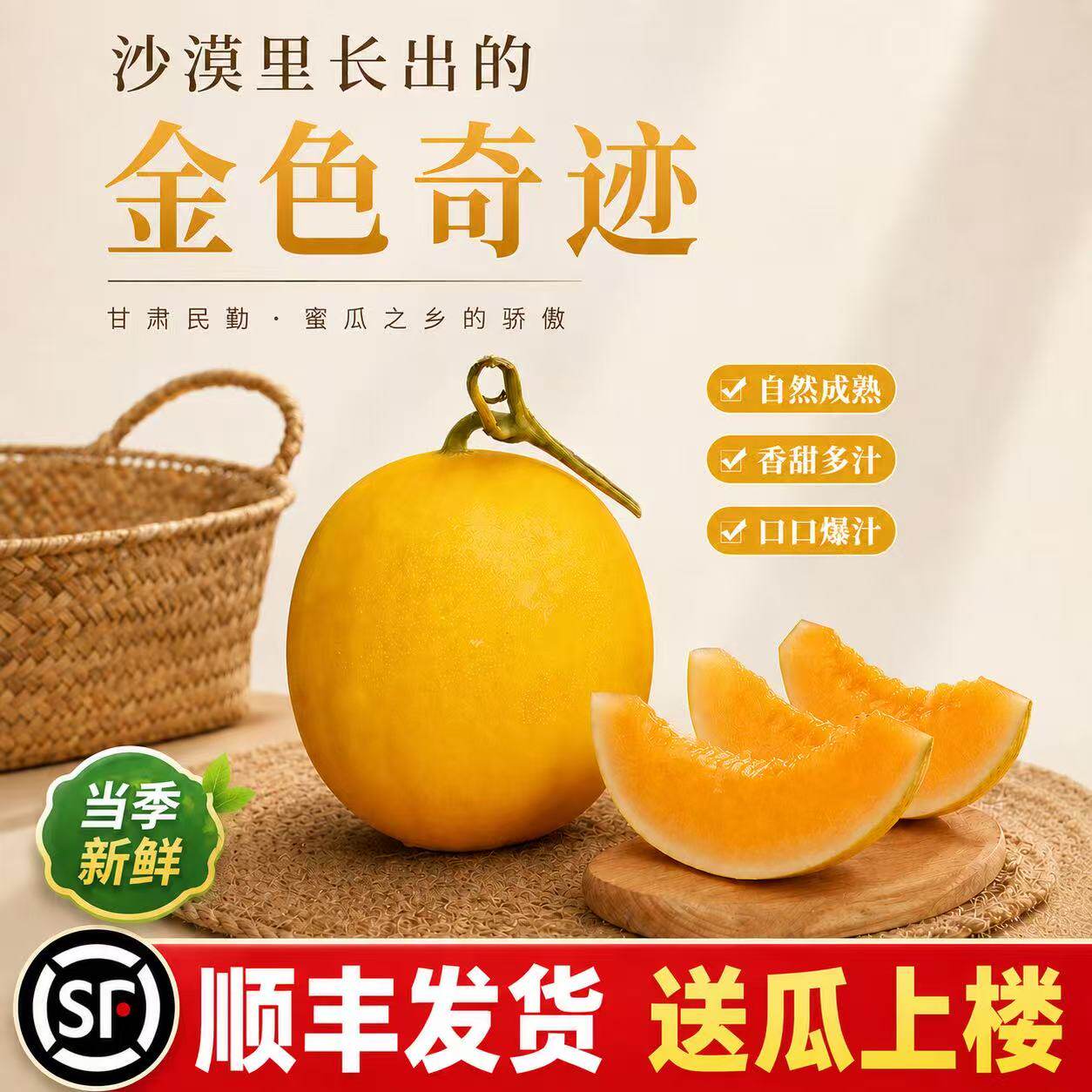甘肃民勤蜜瓜沙漠蜜瓜甜瓜哈密瓜
