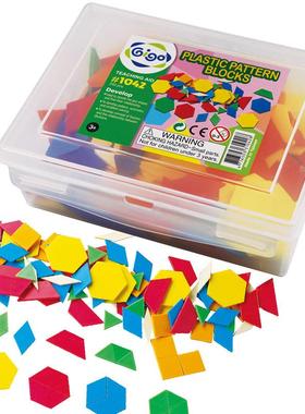 智高GIGO早教儿童益智塑料几何图案积木七巧板彩色造型积木1042