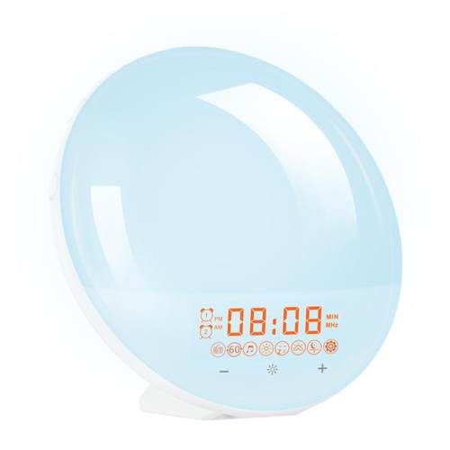 七彩拍拍灯电子闹钟自然日出唤醒灯日落伴睡LED床头灯可反向充电