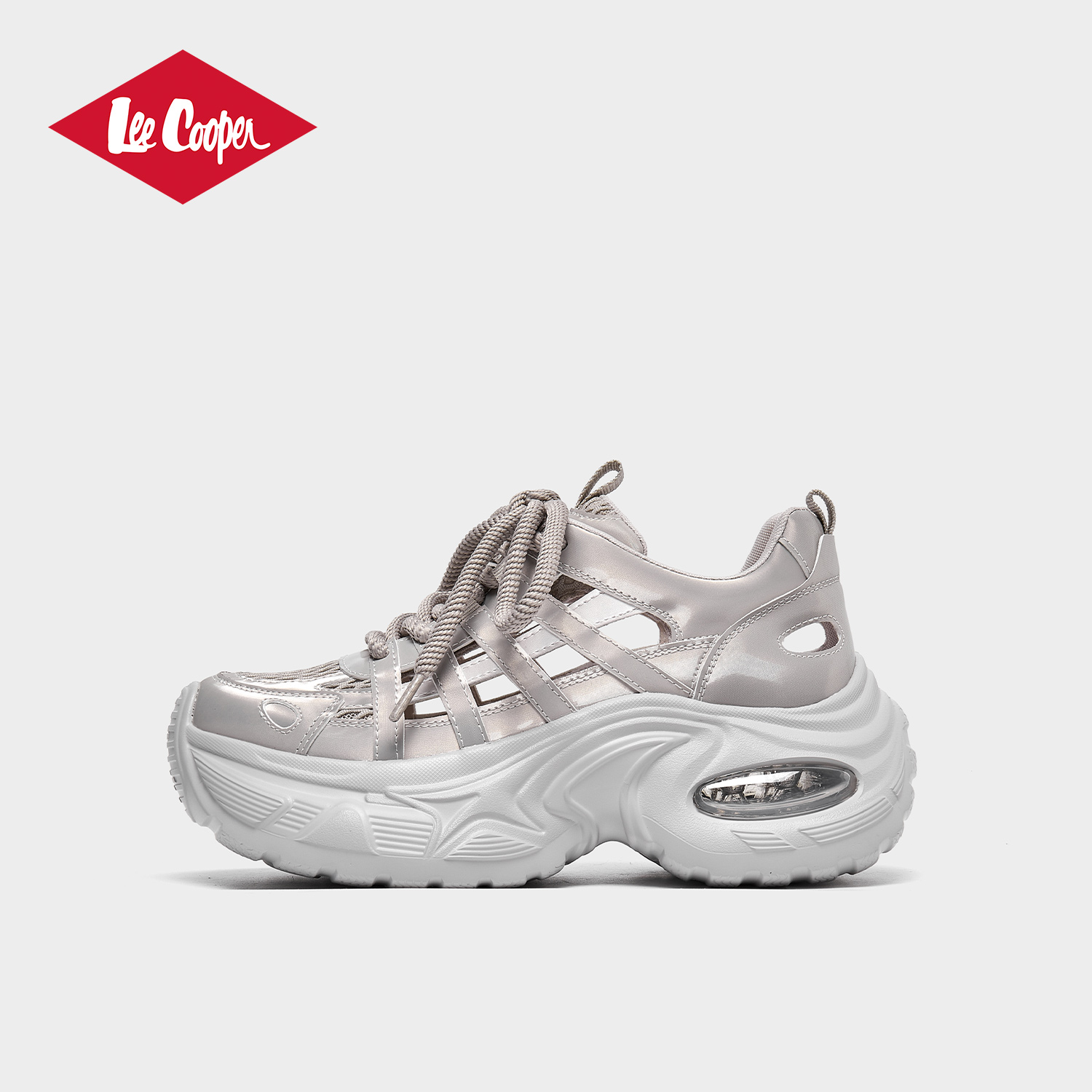 LeeCooper时尚老爹鞋女款2025新款夏季软底气垫7cm增高镂空休闲鞋
