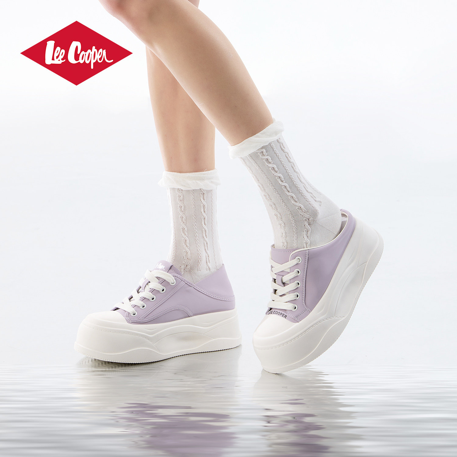 Lee Cooper厚底包头半拖女2026新款春季一脚蹬休闲板鞋