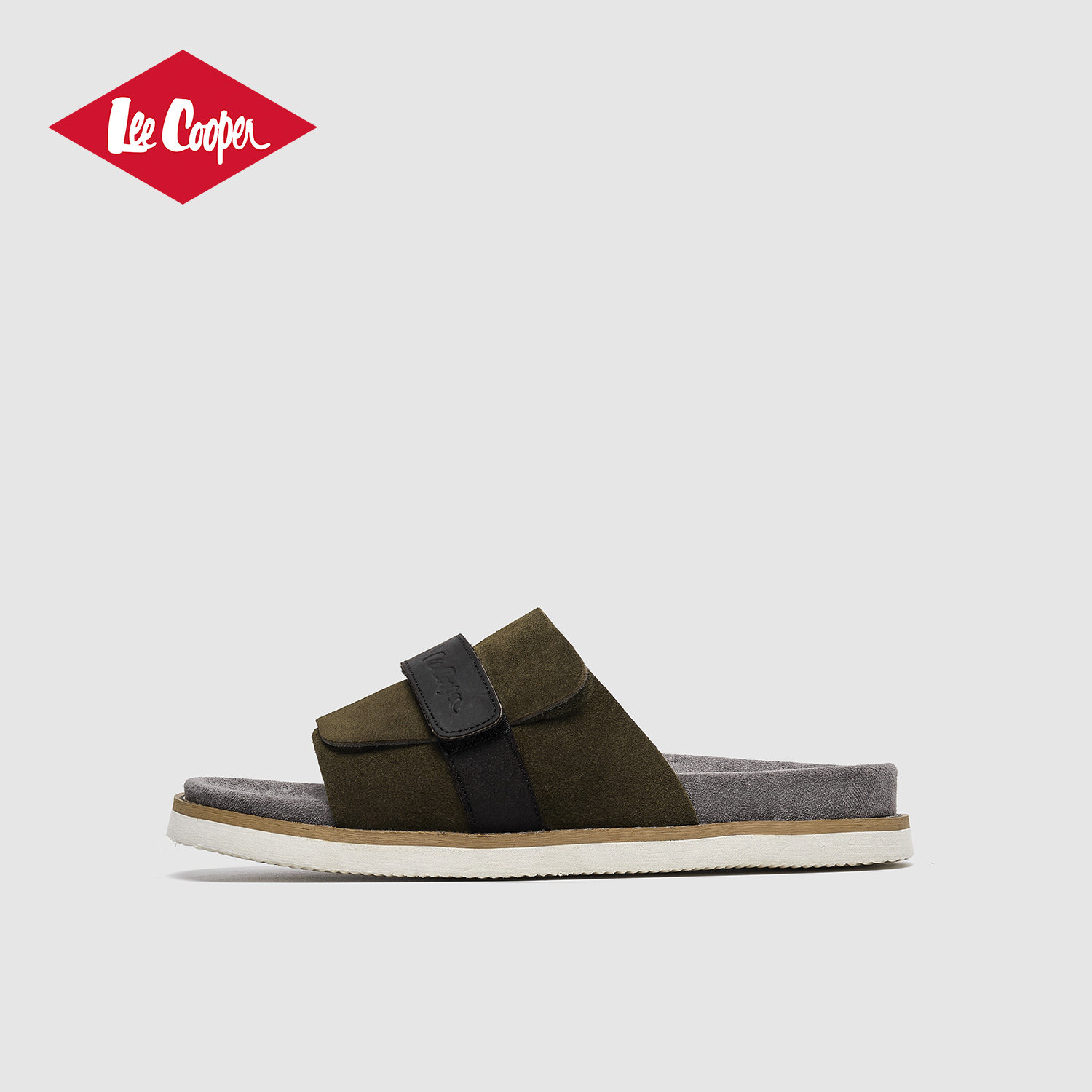 Lee Cooper厚底拖鞋男款2025新款夏季真皮增高一脚蹬休