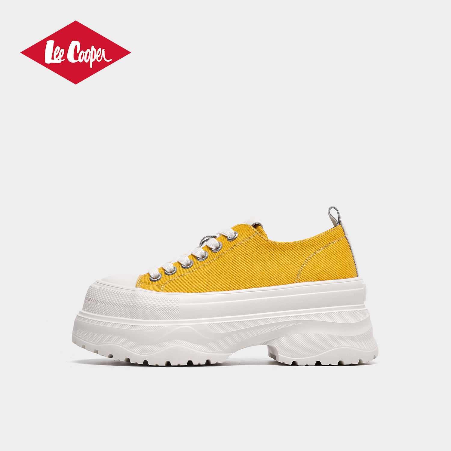 Lee Cooper厚底帆布鞋女增高7cm小白鞋2025新款百搭休闲板鞋子潮