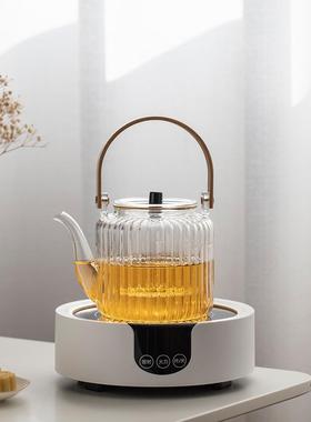 OF9D电陶炉煮茶壶白陶玻璃壶烧水茶器套装家用静音小型养生花壶