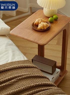 实木沙发边柜可移动C型边几带轮迷你茶几客厅小户型U型方角几茶L^